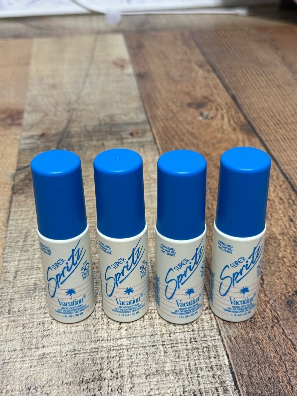 Vacation Super Spritz SPF 50 Face Mist Sunscreen Mini Travel Size 1 fl oz 4 Pack